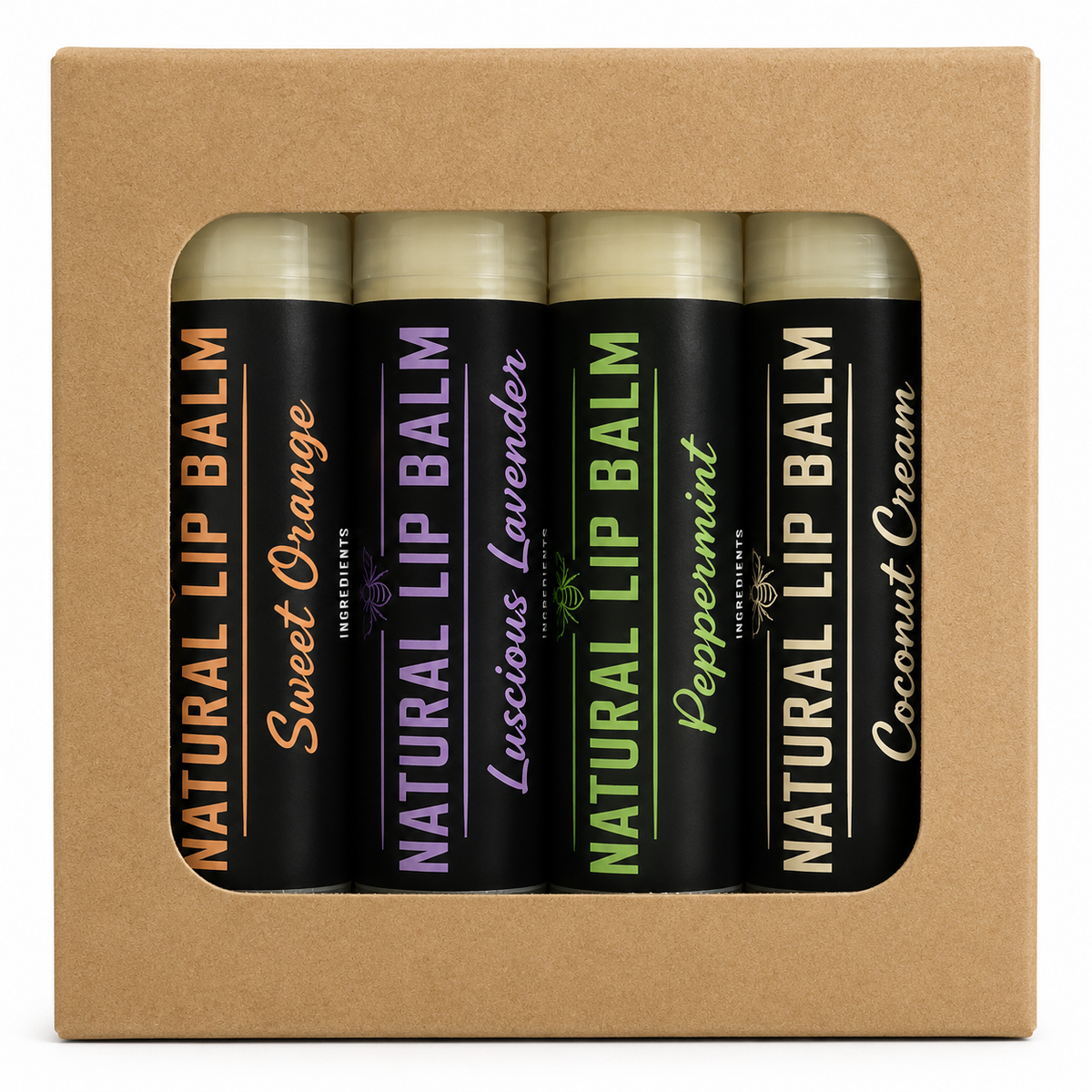 Natural Beeswax Lip Balms 5g - Boxed 4 Pack
