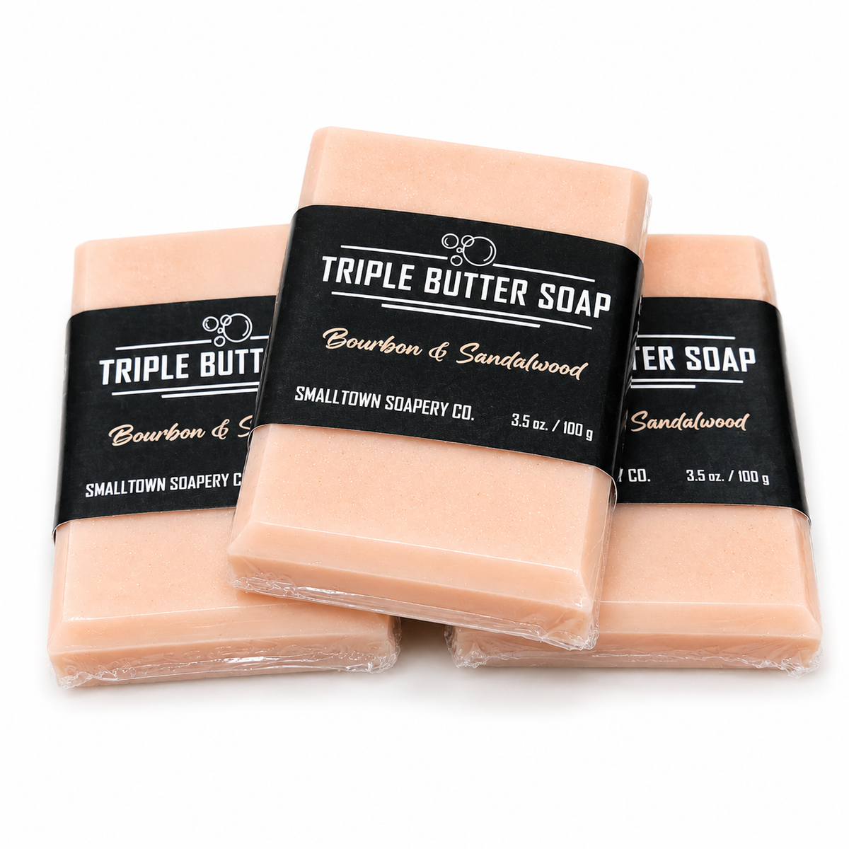 Triple Butter Soap 100g - Bourbon & Sandalwood Scented