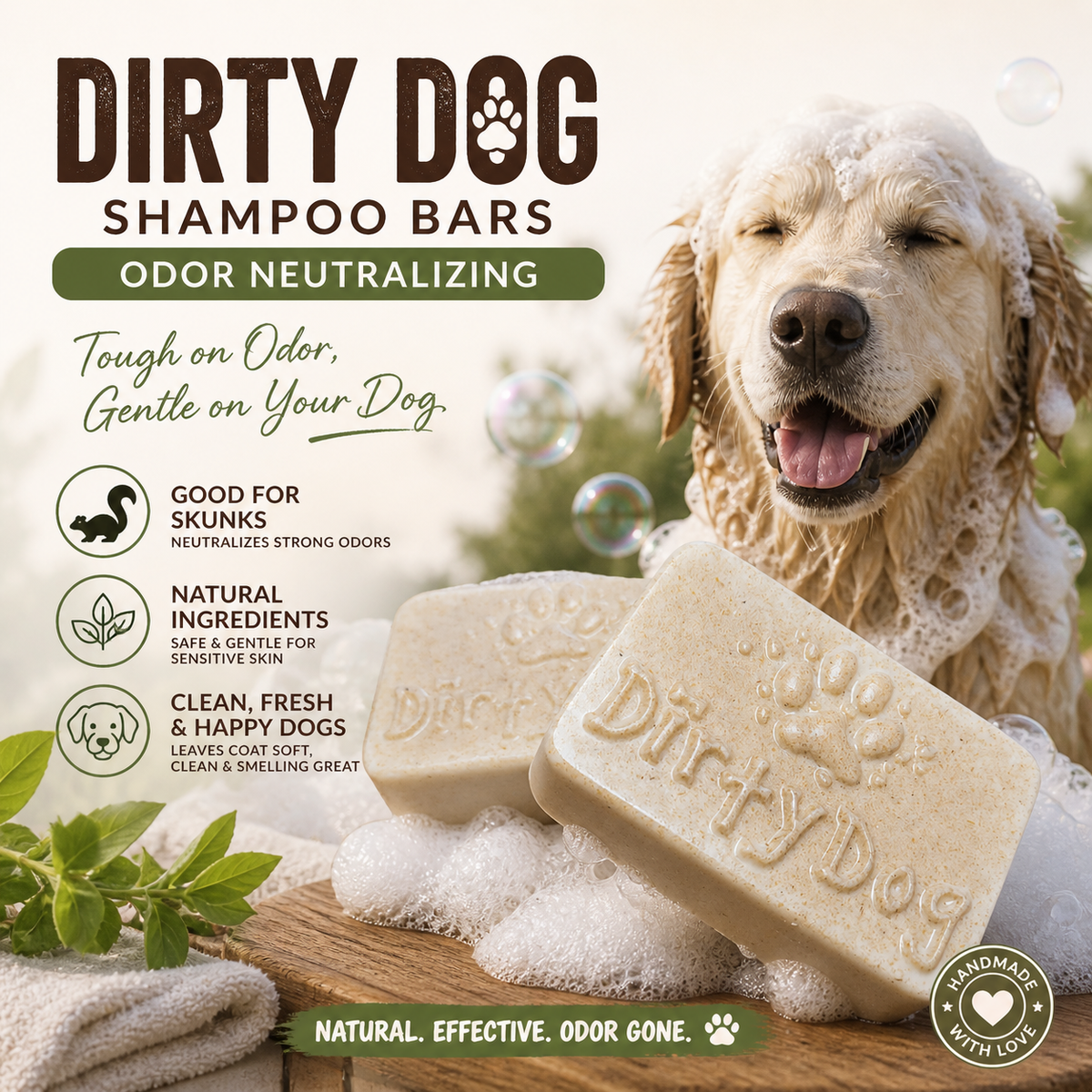 Dirty Dog Oatmeal Shampoo Bar 125g (No More Ruff Odors!)