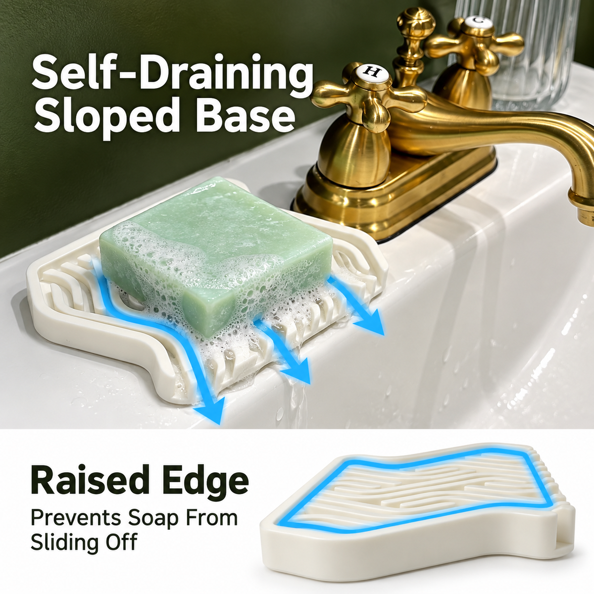 Premium Self-Draining Soap Dish - White