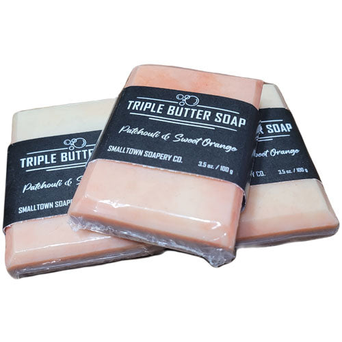 Triple Butter Soap 100g - Patchouli & Sweet Orange Scented